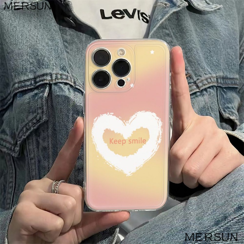 ✅Ốp Điện Thoại Hình Trái Tim Xinh Xắn Cho iPhone121113Ốp Điện Thoại Mềm Chống Sốc Màu Vàng Đơn Giản Cho Iphone 14pro 6In 78max plus DI41