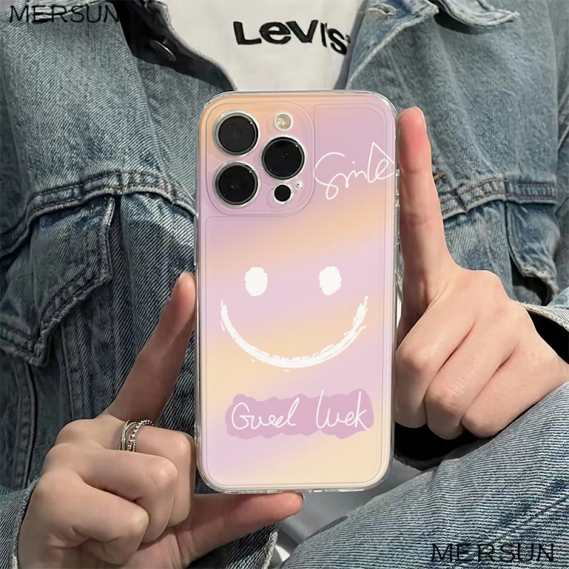 ✅Ốp Điện Thoại Mềm Chống Sốc Hình Mặt Cười Màu Tím / Vàng Cho Iphone 14pro 13 plus78 6In 11 12Max XJL3