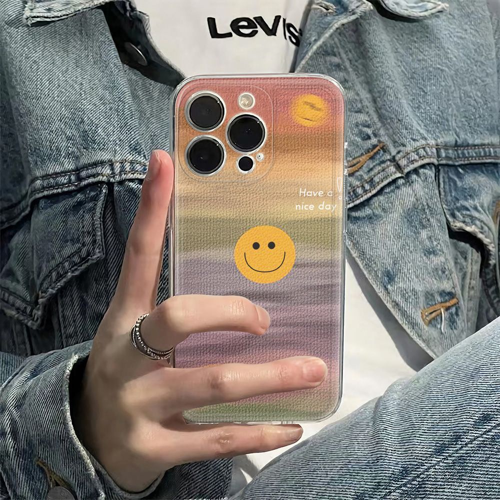 ✅Ốp Điện Thoại BBTO Mềm Chống Sốc 6In Màu Vàng Họa Tiết Mặt Cười Đơn Giản Cho Apple Iphone 7814pro11 1213 max