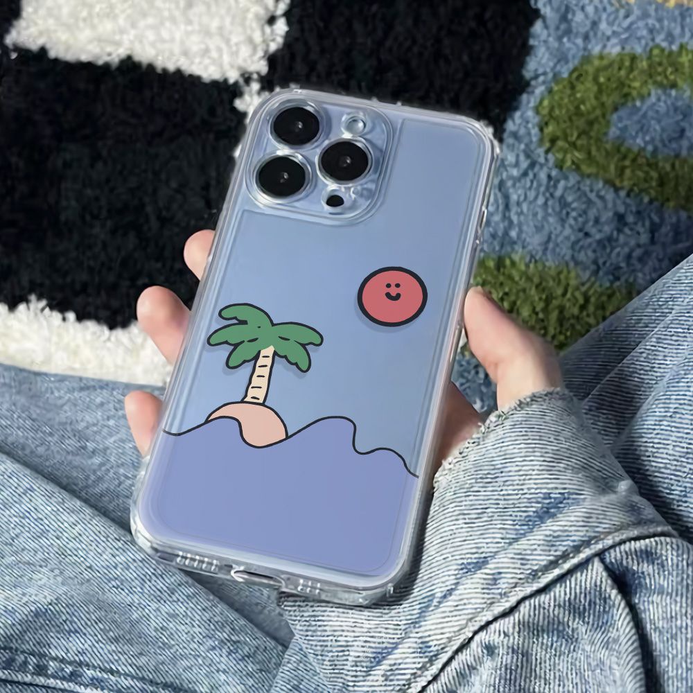 ✅Ốp Điện Thoại Mềm Chống Sốc Họa Tiết Cây Dừa Cho Iphone 1314Pro 12 Plus 116In78