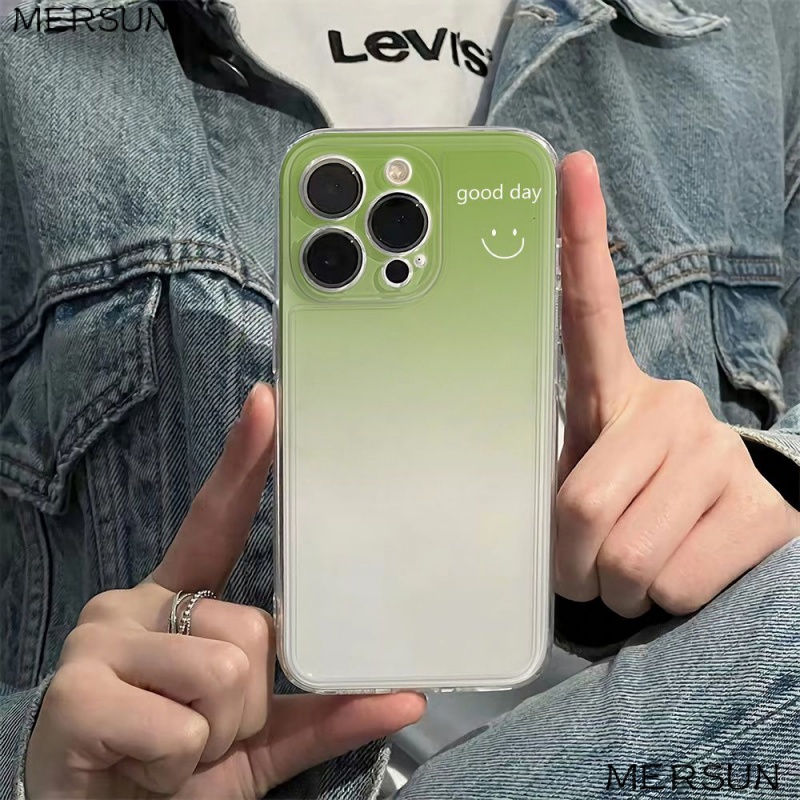 ✅Ốp Điện Thoại Mềm Chống Sốc Họa Tiết Mặt Cười Màu Gradient Cho Iphone 14Pro + 12 78 11 max 6In 13