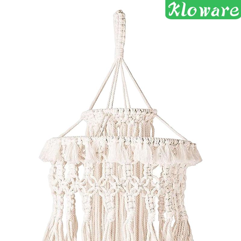 Chụp Đèn Macrame Thủ Công Phối Tua Rua Trang Trí Phòng Khách / Quán Cà Phê