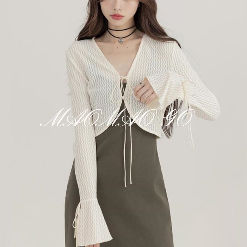 Áo Khoác cardigan Len Mỏng Chống Nắng Dáng Ngắn Ôm Kiểu Hàn Quốc Dễ Phối Đồ Cho Nữ