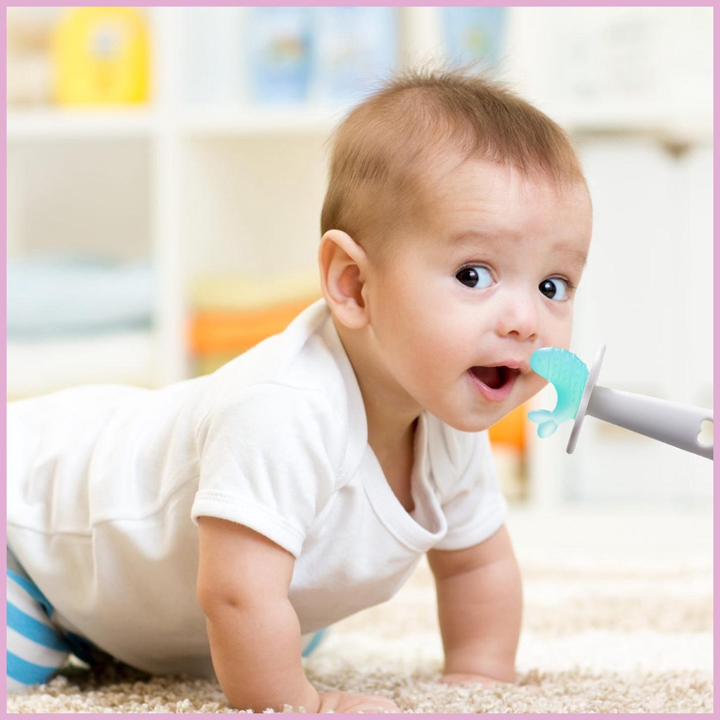 Đồ Chơi Gặm Nướu Tay Cầm Dài Bằng Nhựa BPA Mềm Mại An Toàn Cho Bé Gái