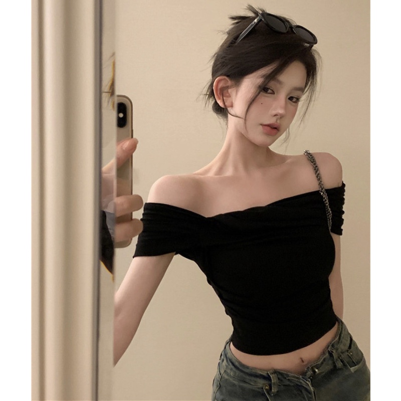 Áo Croptop Trễ Vai Thiết Kế Quyến Rũ Cho Nữ