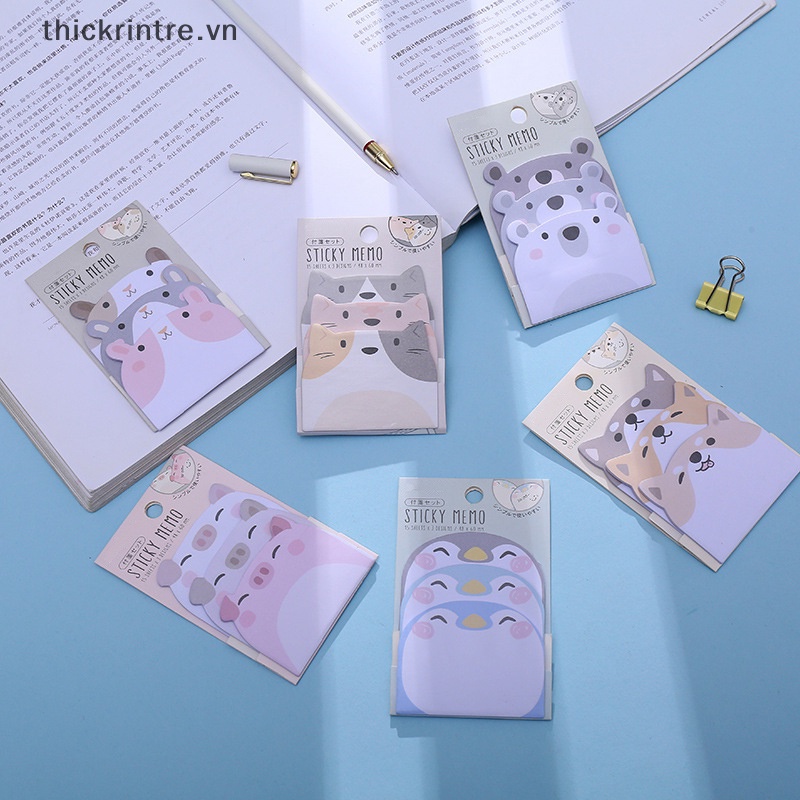 1 Bộ Giấy Ghi Chú 3 Lớp Họa Tiết Động Vật Hoạt Hình Dễ Thương Trang Trí Văn Phòng