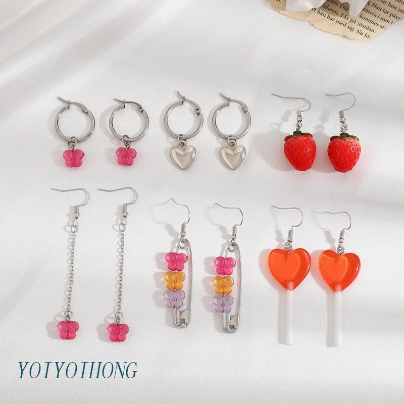 Bộ Khuyên Tai Dáng Dài Acrylic Cho Nữ