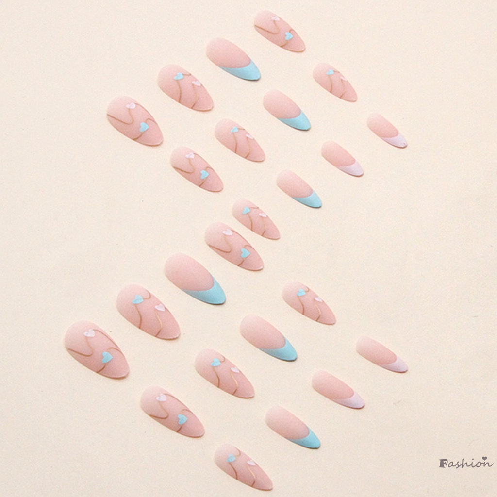 Móng Tay Giả Họa Tiết Trái Tim Màu Đục Chống Trầy Không Độc Hại An Toàn