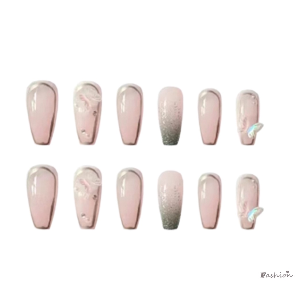 Móng Tay Giả Họa Tiết Bướm Xinh Xắn Thời Trang Cho Nữ