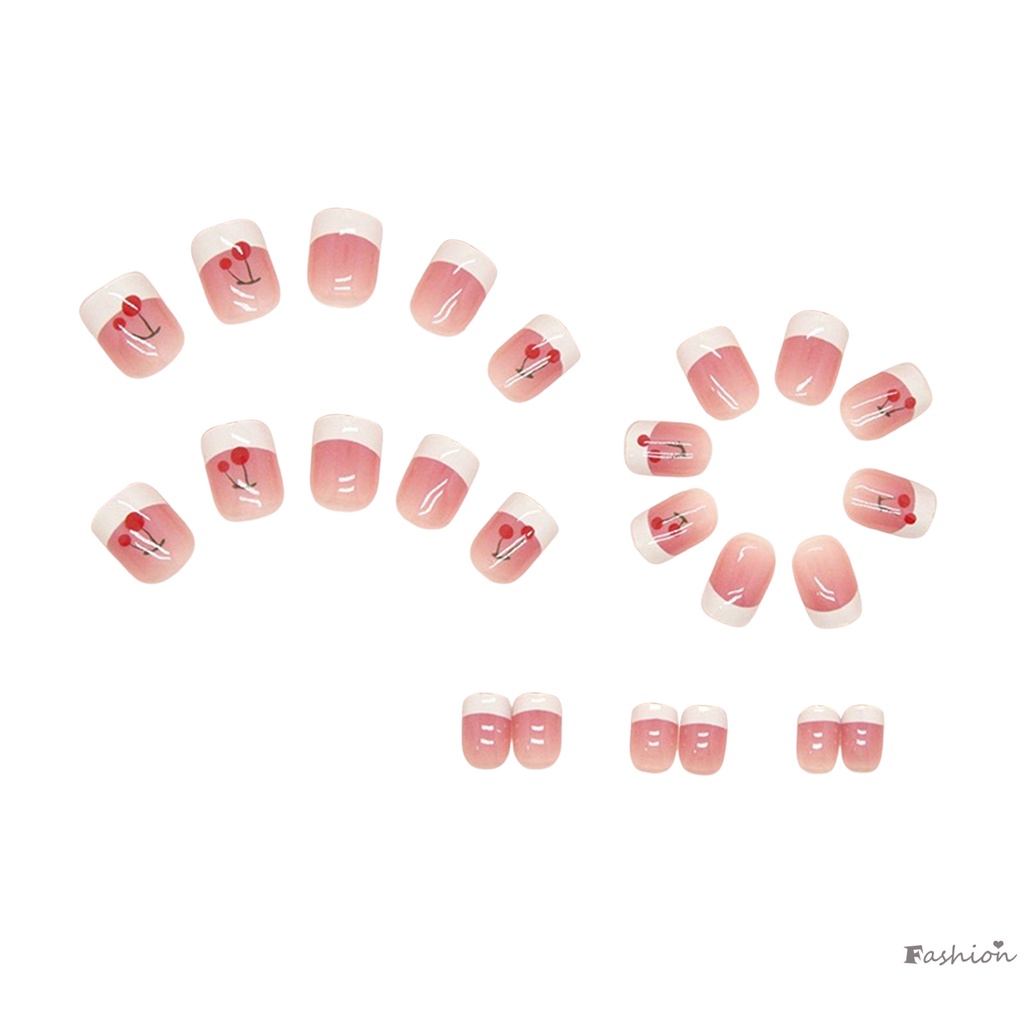Bộ Móng Tay Giả Trọng Lượng Nhẹ Bền Bỉ Họa Tiết Cherry