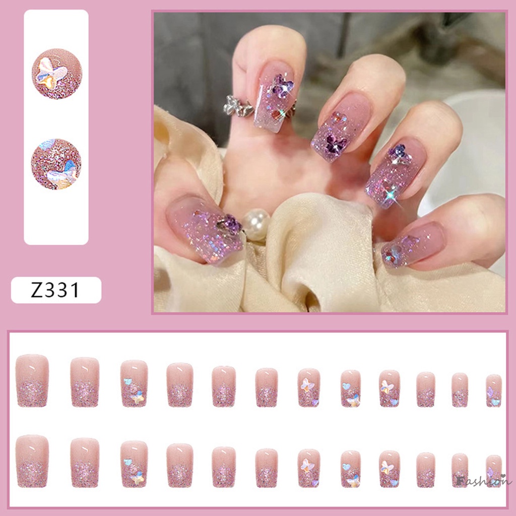 Miếng Dán Trang Trí Móng Tay Hình Bướm Lấp Lánh Bằng Acrylic