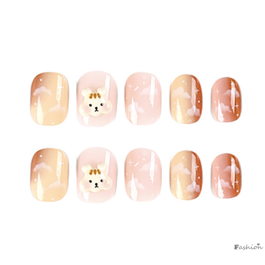 Miếng Dán Móng Tay Giả Hình Gấu Nâu DIY