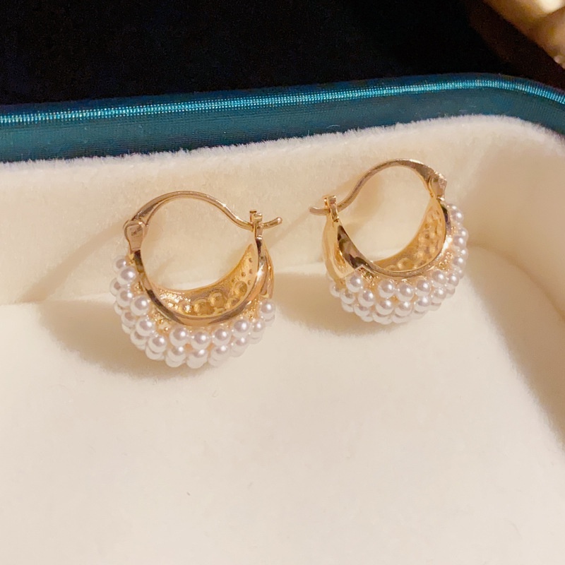 Bông Tai Kim Loại Hình Chiếc Thuyền Đính Hoa Ngọc Trai Phong Cách Retro Đơn Giản Thời Trang Kiểu Pháp Hàng Mới Dành Cho Bạn Nữ