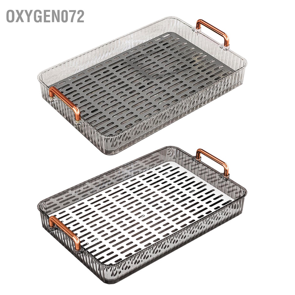 Oxygen072 Thoát Nước Khay Trà 2 Lớp Công Suất Lớn Cốc Chữ Nhật Bảng Có Tay Cầm Cho Phòng Khách