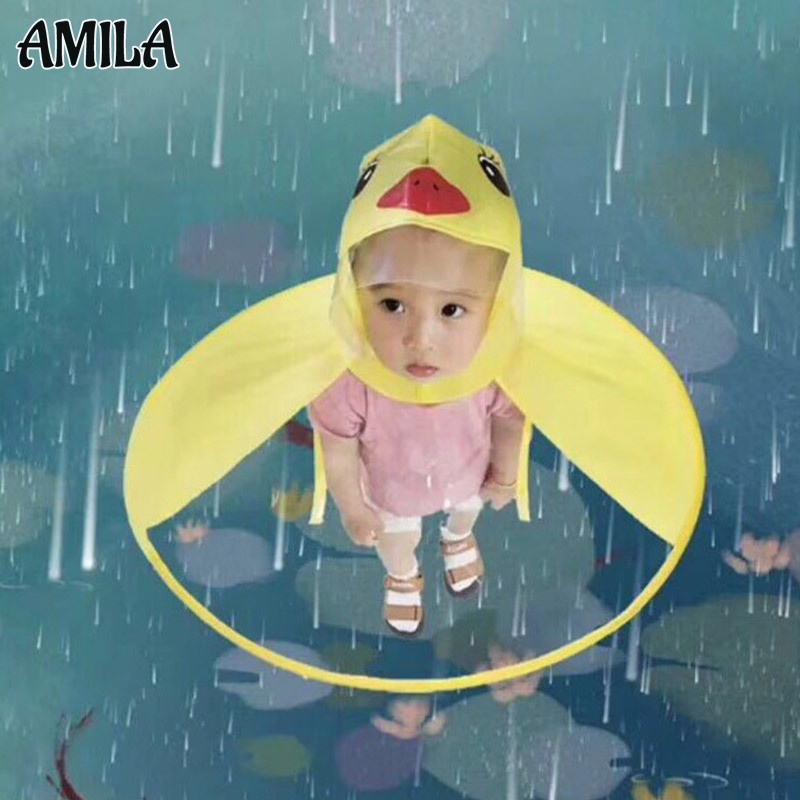 Áo mưa AMILA họa tiết vịt vàng hoạt hình dễ thương ngộ nghĩnh cho bé