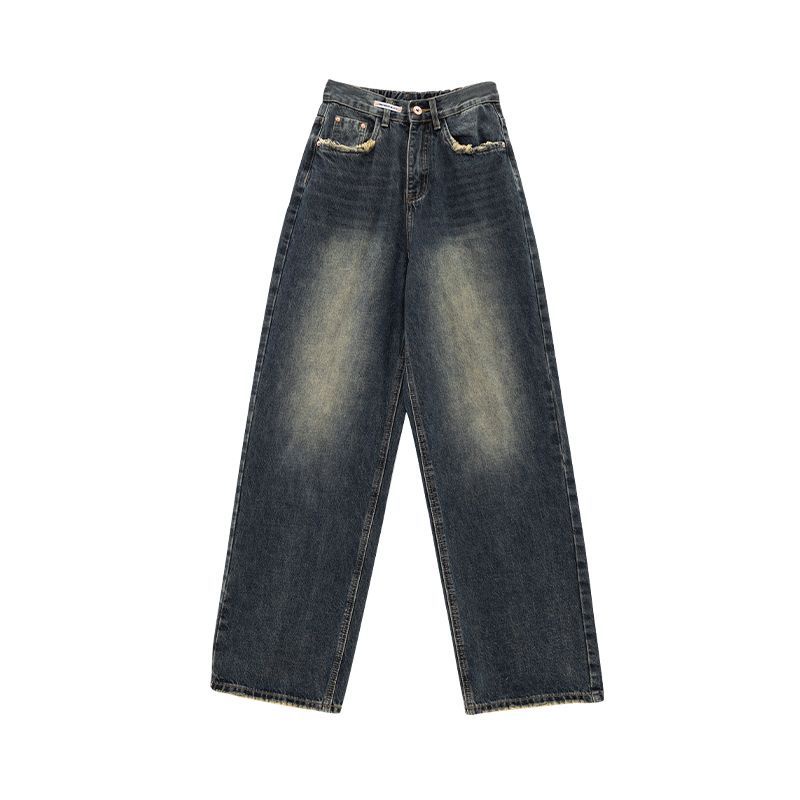 Quần Jean Dài Ống Rộng Lưng Cao Kiểu Hồng Kông Retro Thời Trang Mùa Xuân 2023 Cho Nữ