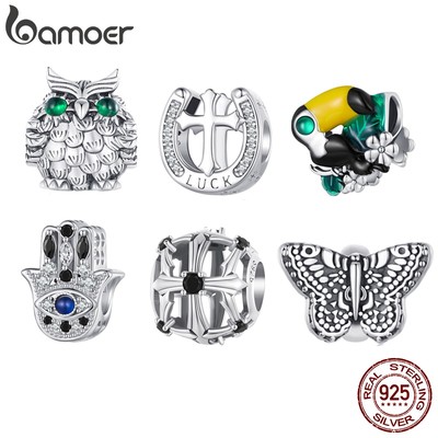 BAMOER Hạt Cườm bạc 925 Hình Bàn Tay Fatima