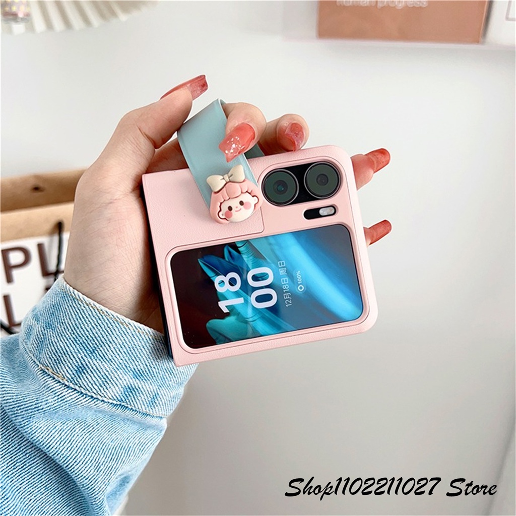 Bao Da Điện Thoại Nắp Lật Có Dây Đeo Cổ Tay Làm Giá Đỡ OPPO Find N2 Flip findn2 Flip Find N2