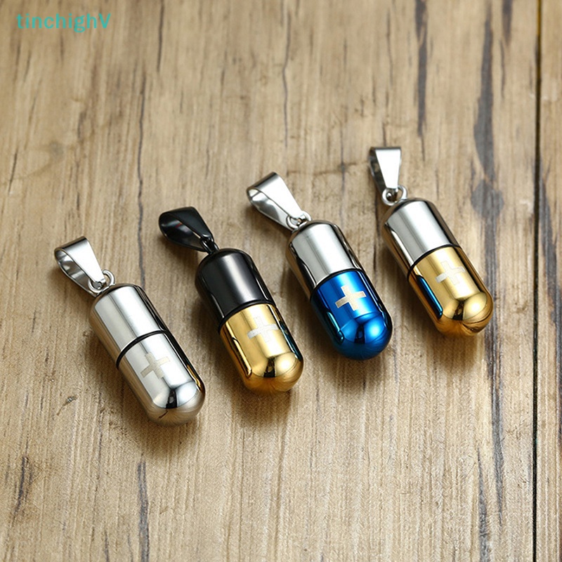 [TinchighV] 1 Vòng cổ Mặt Hình Viên Thuốc Rỗng Khắc Chữ Thập