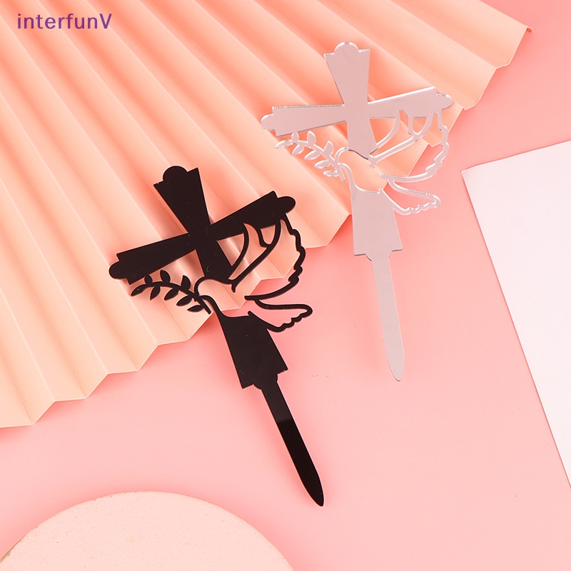 1 Topper Trang Trí Bánh Kem Hình Chữ Thập Bằng Acrylic