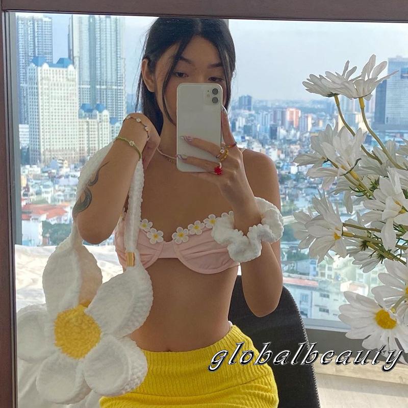 Gb-bộ Bikini Họa Tiết Hoa Màu Hồng Size S / M / L Cho Nữ