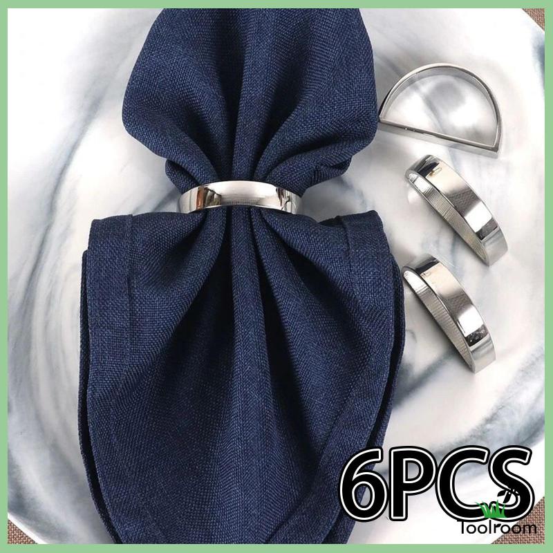 Bộ 6 Vòng Giữ Khăn Ăn Bằng Kim Loại Tiện Dụng Cho Tiệc Kỷ Niệm / Cà Phê