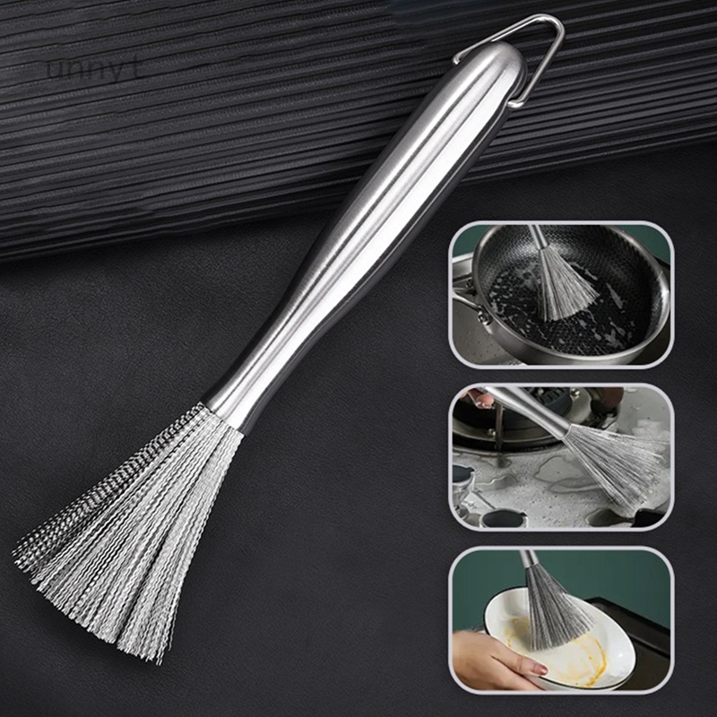 1 Bàn Chải Chà Nồi Bằng Thép Không Gỉ Có Tay Cầm Tiện Dụng
