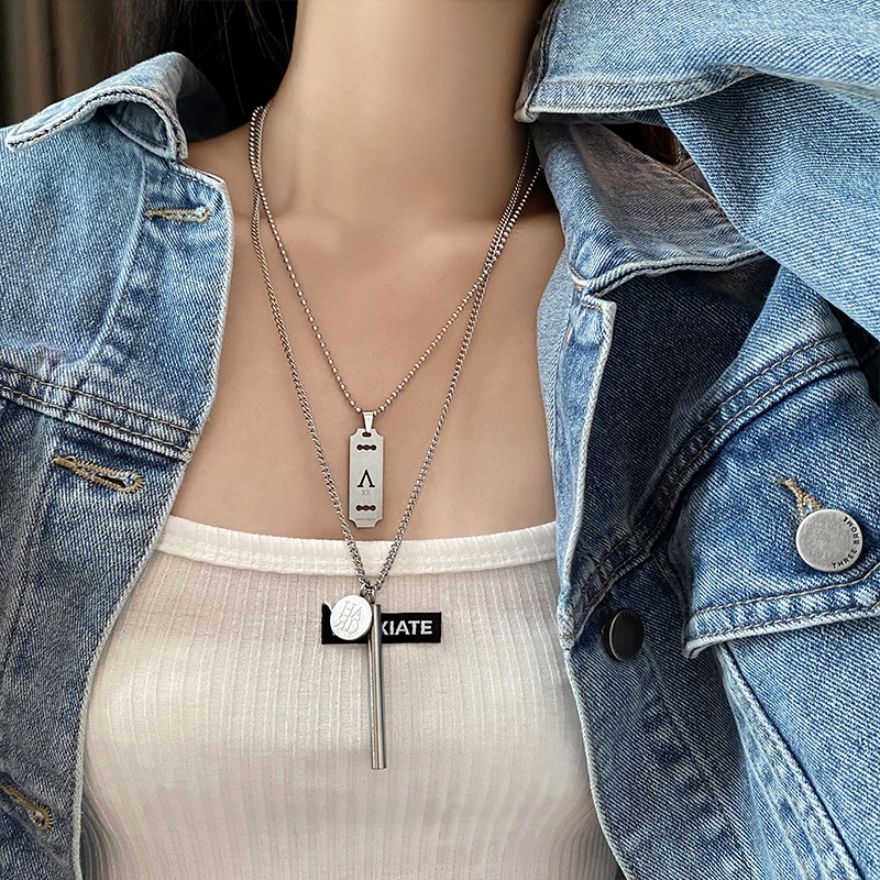 Vòng cổ Cặp Hình Cột Phong Cách Hip Hop Thời Trang