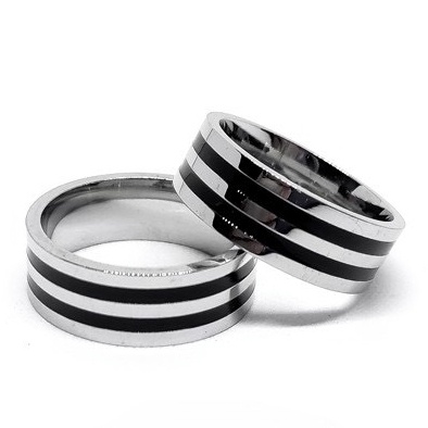 Nhẫn nam nữ thời trang 2 Black Line Saz Store Titan cao cấp không gỉ - Nhẫn 2 Black Line
