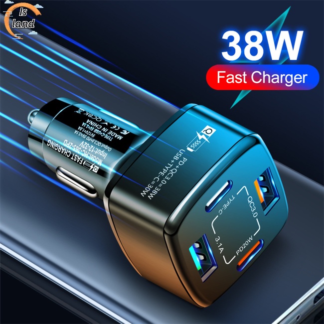 Tẩu Sạc Nhanh 38w Cổng Usb Type C Pd Qc3.0 3.1a Cho Iphone Xiaomi