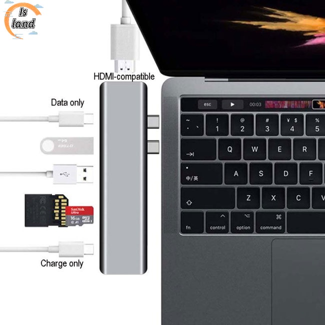 Bộ Chuyển Đổi Hub Sang Hdmi 4k Có Khe Đọc Thẻ Tf Sd Tương Thích Với Macbook Pro / air 2018-2020