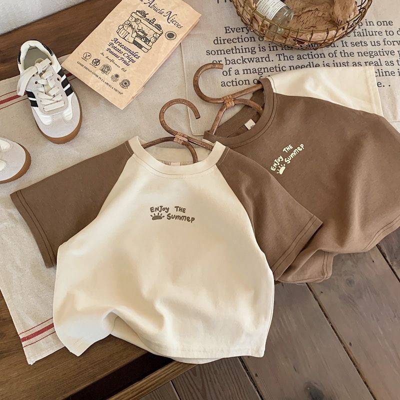 Áo Thun Cotton Ngắn Tay Phong Cách Hàn Nhật Mới 2023 Cho Bé