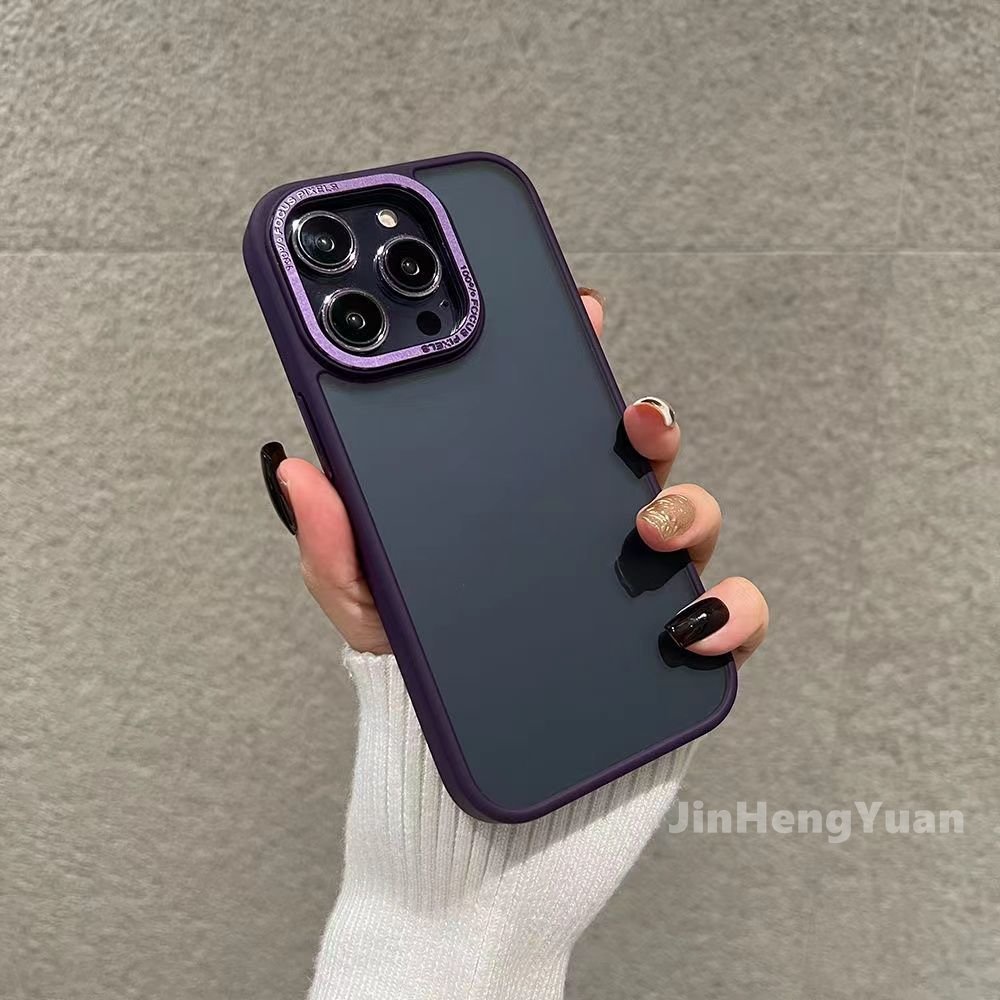 Metal Lens Frame Case Matte Casing for IPhone 14 13 12 Pro Max 14 7 8 Plus XR X XS Xsmax SE2020 PC Soft and Skin Friendly Back Cover Anti-Fingerprints