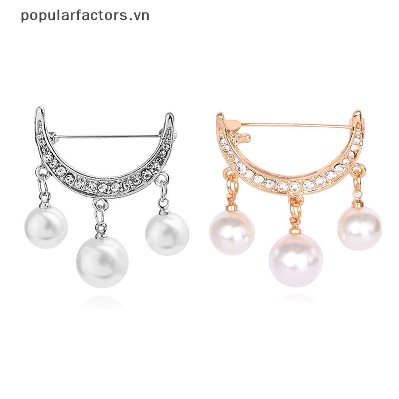 Ghim Cài Áo Hình Mặt Trăng Đính Ngọc Trai Thanh Lịch Cho Nữ