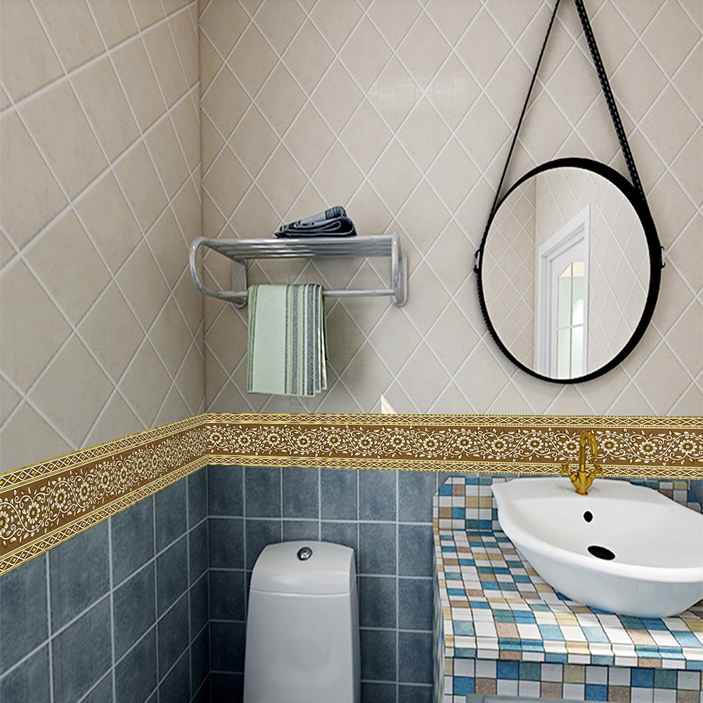 Giấy Dán Viền Khung Bohemian Tự Dính 240cm Chống Nước Cho Nhà Bếp Phòng Tắm Phòng Khách