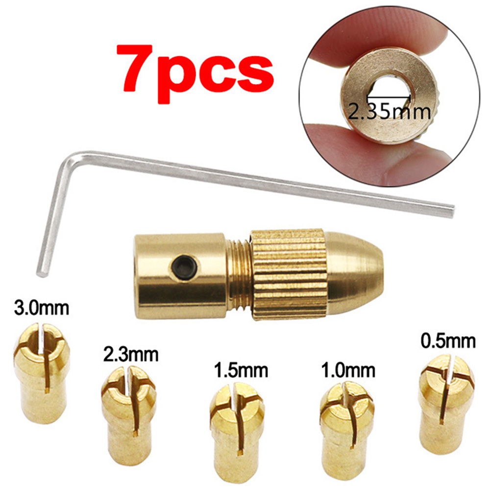 RIRIHI Bộ đầu kẹp mũi khoan 7 món 2.35-5.05mm bằng đồng thau