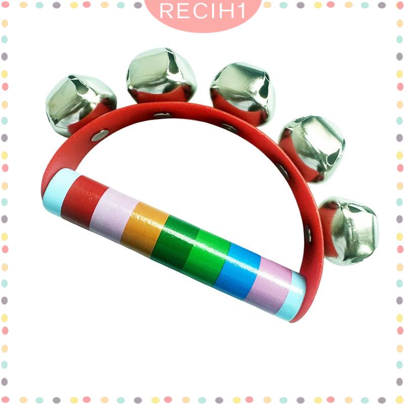 Trống Lục Lạc Bằng Gỗ Tay Cầm Bằng Kim Loại Dành Cho Gia Đình