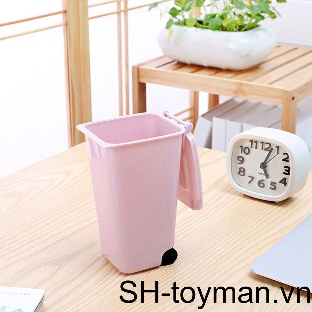 Thùng Rác Mini Để Bàn Có Nắp Kèm Giá Đỡ Bút Trang Trí Nhà Cửa / Văn Phòng