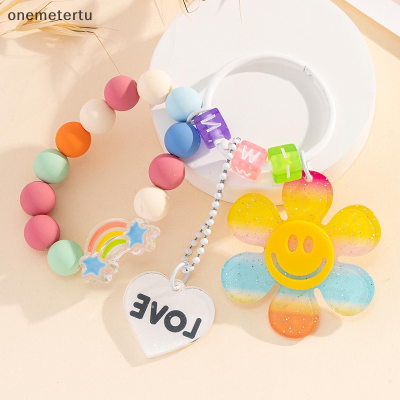 Móc Chìa Khóa Xỏ Hạt Nhiều Màu Hình Hoa Hướng Dương Cười Dễ Thương Phong Cách Hàn Quốc Dành Cho Bạn Nữ