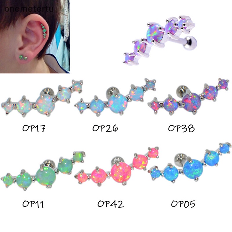 1 Bông Tai Dạng Xoắn Ốc Đính Đá Opal Nhiều Màu Cho Nữ