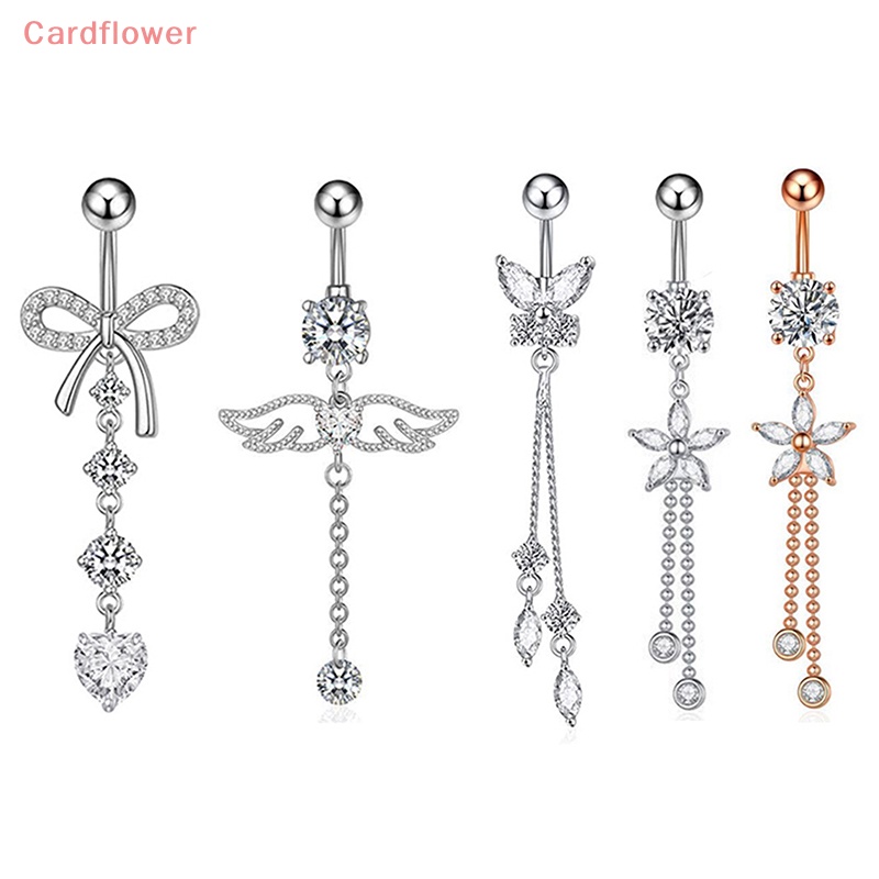 Khuyên Rốn Thép Không Gỉ Đính Đá Zircon Hình Bướm Mới