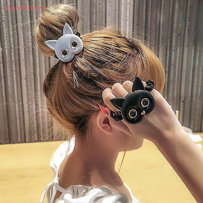 Dây Cột Tóc Cao Su Co Giãn Hình Mèo Dễ Thương Phong Cách Hàn Quốc Cho Nữ