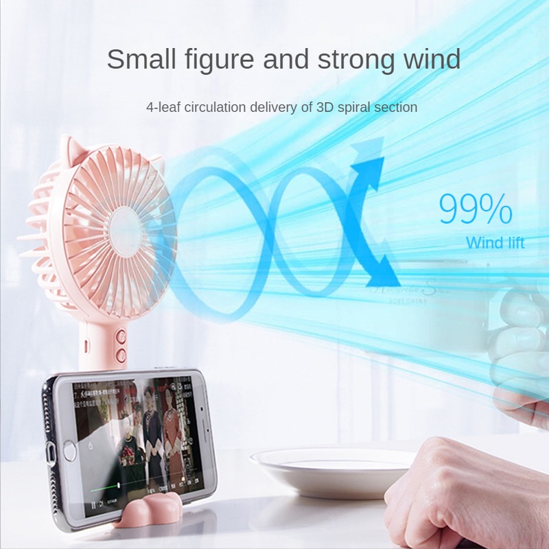 Youpin Quạt mini cầm tay Pin 1200mah Quạt Điện Mini Cầm Tay Để Bàn Có Đèn Ngủ / Sạc usb Tiện Dụng Cho Học Sinh