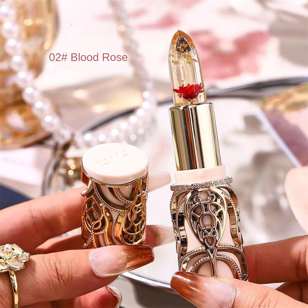 Hih Giữ ẩm lâu trôi Flower Crystal Jelly Son môi ma thuật Nhiệt độ thay đổi màu trang điểm môi Flower Jelly Son môi thực vật Không thấm nước Không phai màu Son dưỡng môi heby1