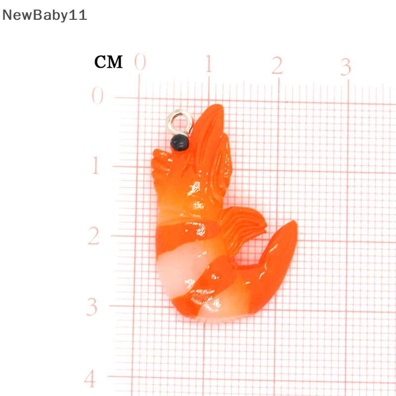 Bộ 10 Mặt Vòng cổ / Vòng Tay / Móc Khóa Hình Tôm Bằng Nhựa Resin Kích Thước 21x32mm DIY