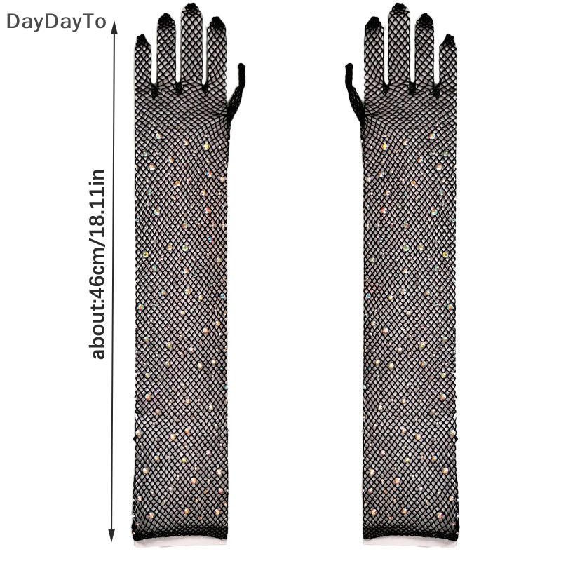 1 Đôi Găng Tay Lưới Dài Đính Đá Thời Trang Cho Nữ