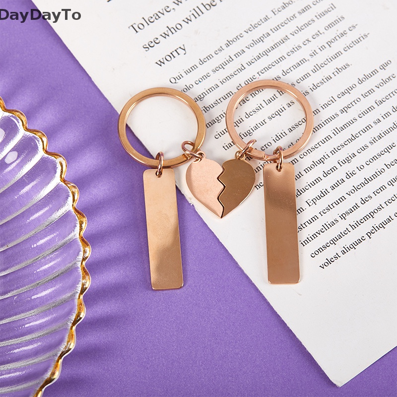 Set 2 Móc Khóa Ghép Hình Trái Tim Bằng Thép Không Gỉ