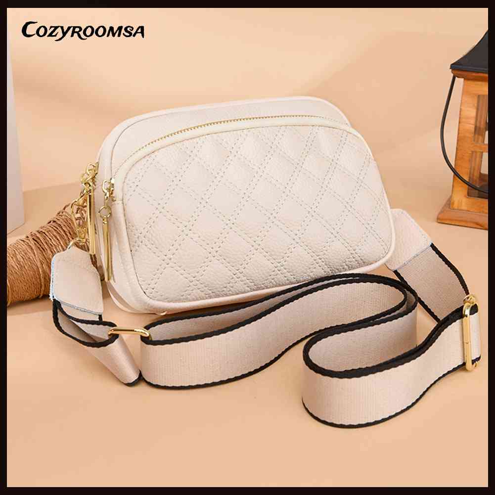 Túi Đeo Chéo Da Bò Họa Tiết Hình Thoi Thời Trang Cho Nữ