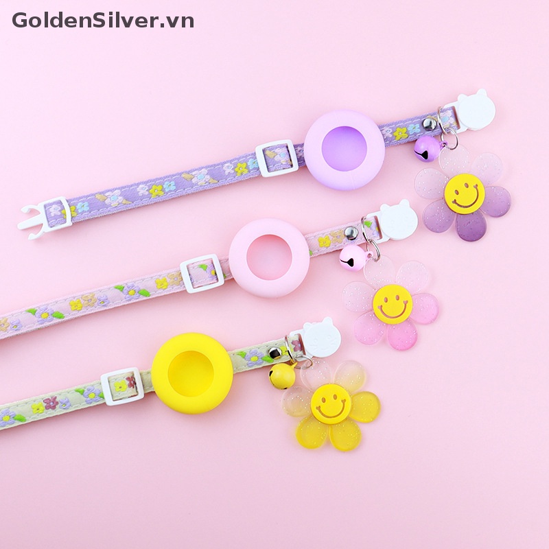 Vòng Cổ Chống Thất Lạc Màu Bạc / Vàng Đồng Đính Hoa Dễ Thương Chất Lượng Cao Cho Thú Cưng