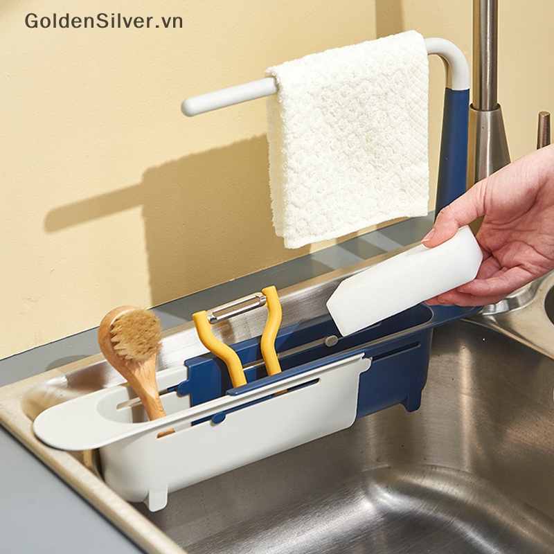Giá Đỡ Bọt Biển Rửa Chén / Xà Phòng Màu Vàng Kim Có Lỗ Thoát Nước Tiện Dụng Cho Bồn Rửa